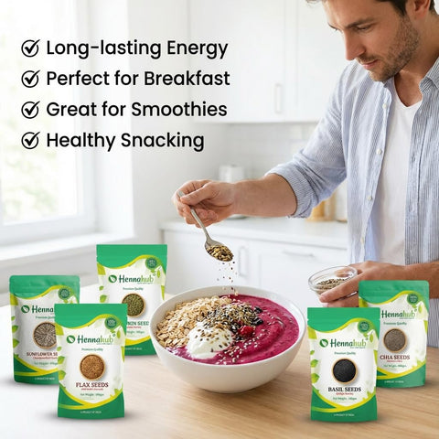 Super Seeds Power Combo | Pumpkin, Sunflower, Flax, Chia & Basil Seeds | Pack of 5 x 100g