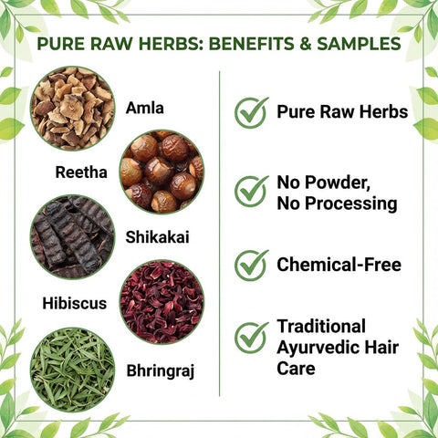 Complete Hair Care Raw Herb Combo | Amla, Reetha, Shikakai, Hibiscus & Bhringraj | Pack of 5 × 100g