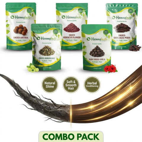 Complete Hair Care Raw Herb Combo | Amla, Reetha, Shikakai, Hibiscus & Bhringraj | Pack of 5 × 100g