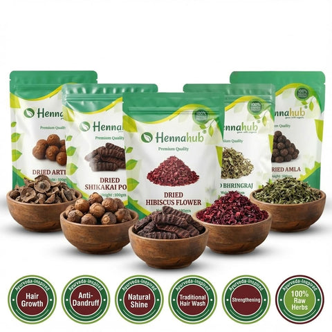 Complete Hair Care Raw Herb Combo | Amla, Reetha, Shikakai, Hibiscus & Bhringraj | Pack of 5 × 100g