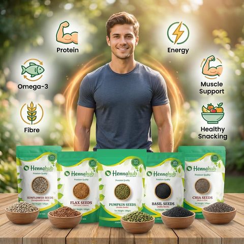 Super Seeds Power Combo | Pumpkin, Sunflower, Flax, Chia & Basil Seeds | Pack of 5 x 100g